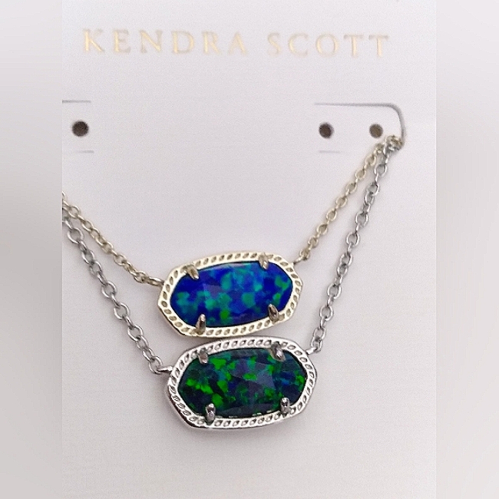 Kendra Scott Elisa Royal Blue or Green Kyocera Opal Gold Plated or Silver - Picture 5 of 16